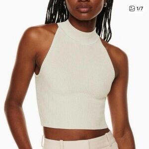 BABATON Sculpt Knit Halter Top (Matte Pearl Color)